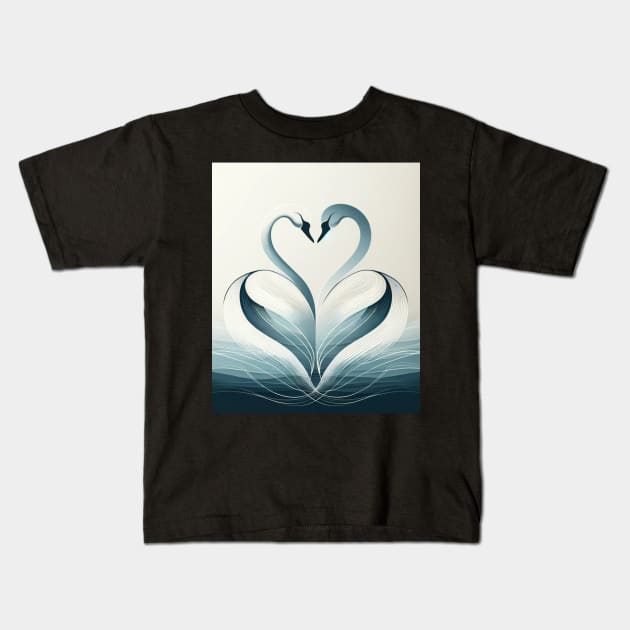 Serenade of Swans: An Elegy in Curves Kids T-Shirt by heartyARTworks